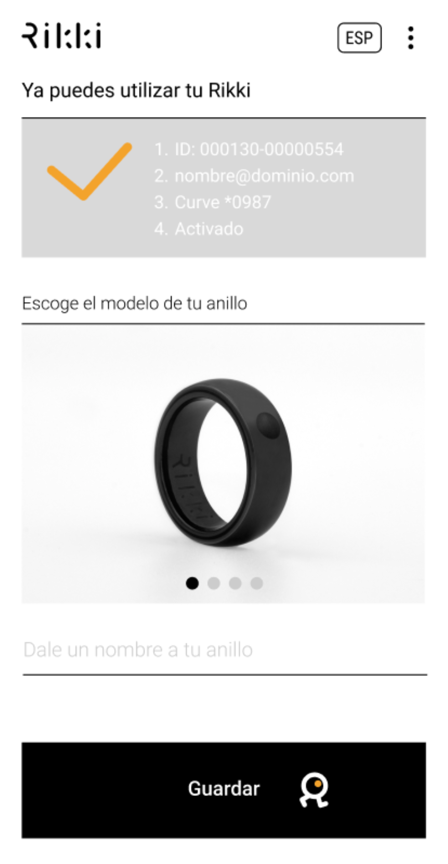 Rikki app anillo listo para pagar