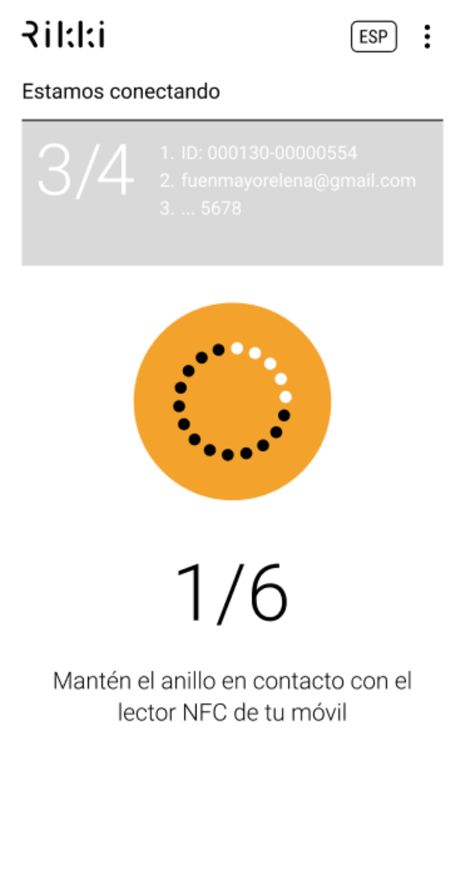 Rikki app grabando el token